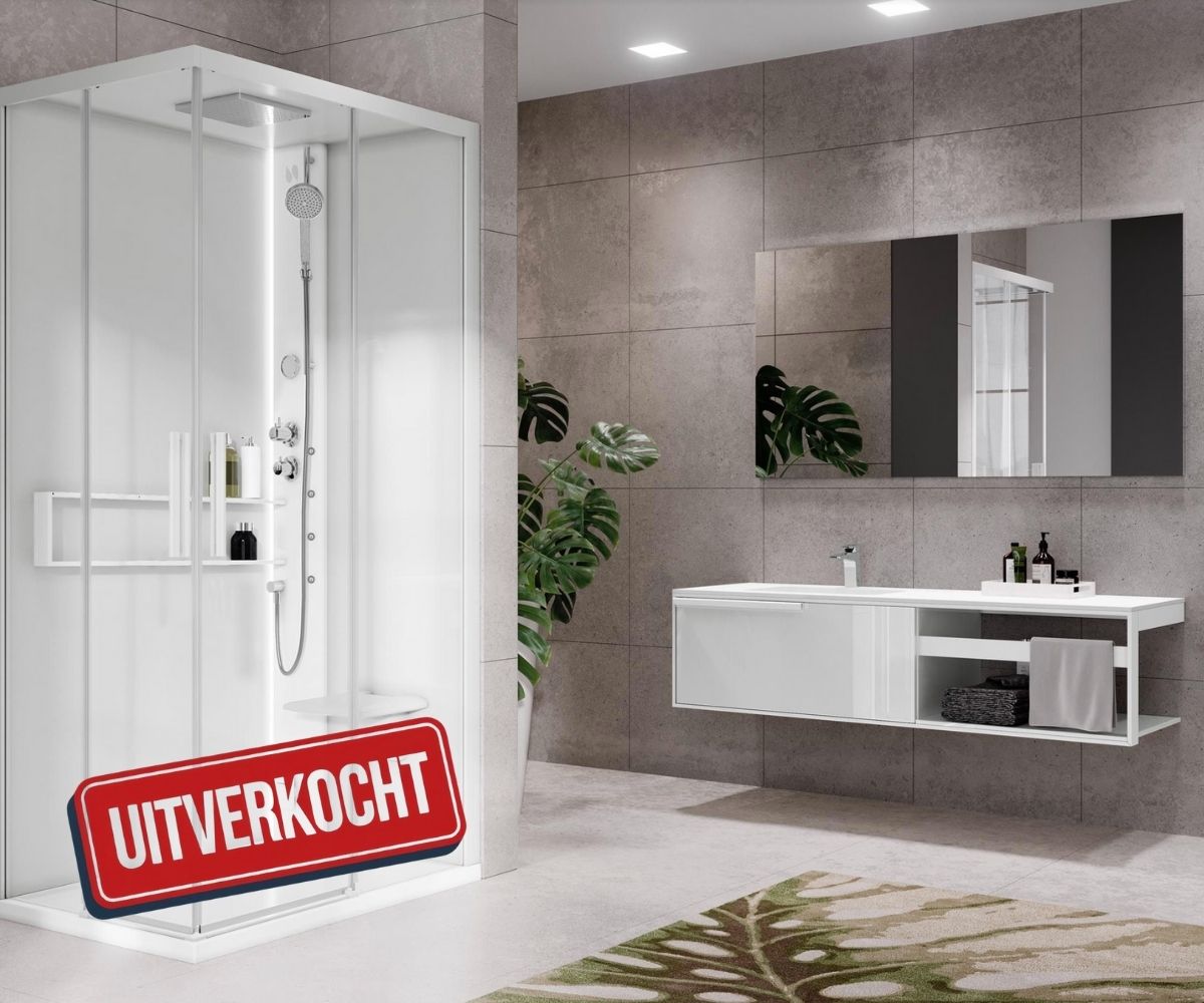 Uitverkocht Novellini Glax 2 2P stoomcabine Hammam 120x90 matwit.
